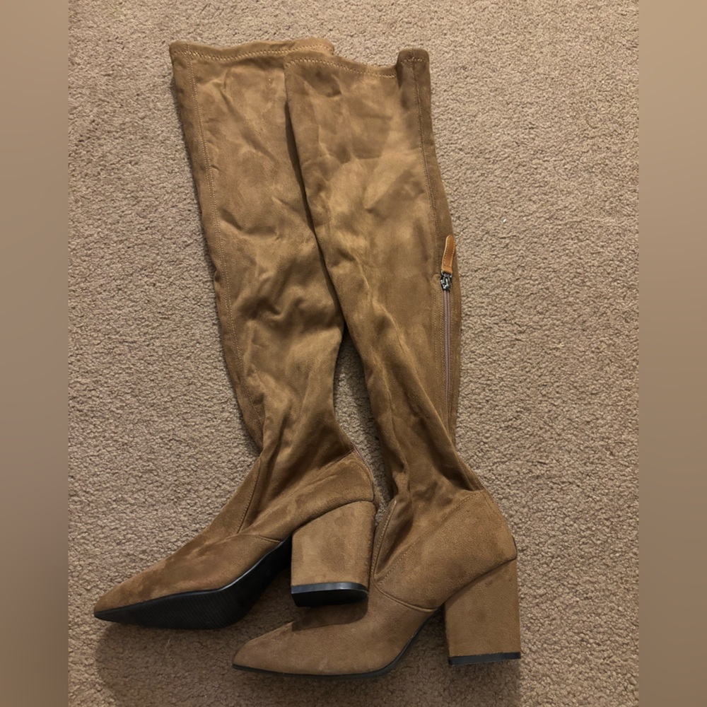 Tan Suede Over-the-Knee Boots